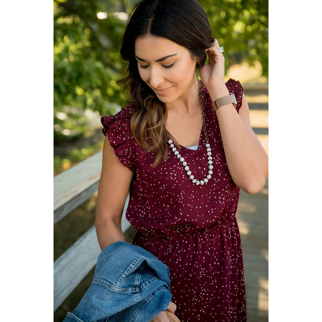 Speckled V-Neck Dress - Betsey's Boutique Shop