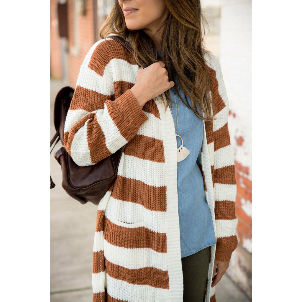 Heavy Striped Tunic Cardigan - Betsey's Boutique Shop