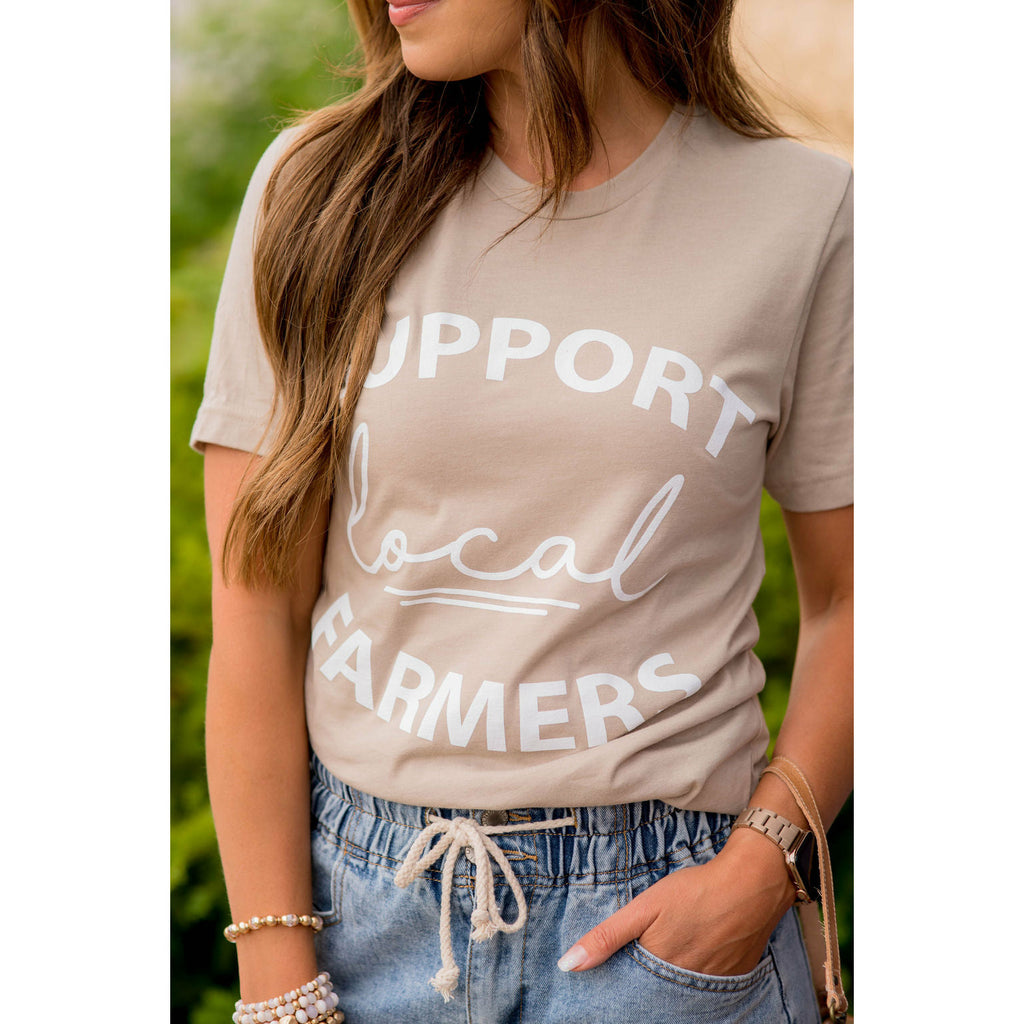 Support Local Farmers Mixed Fonts Graphic Tee - Betsey's Boutique Shop