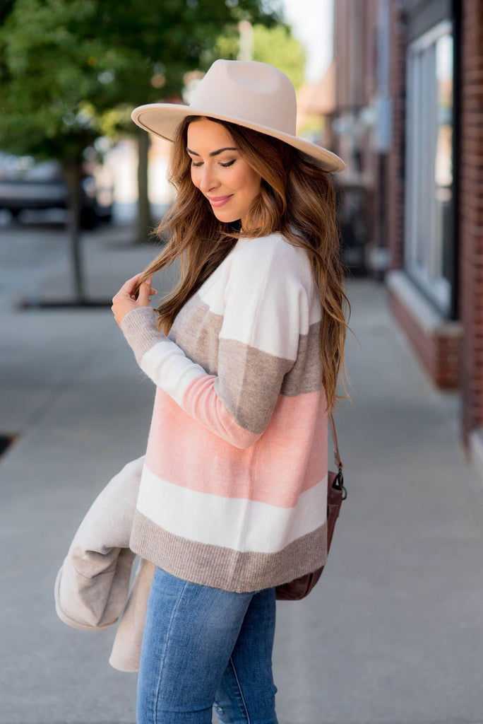 Lightweight Tri Color Blocked Sweater - Betsey's Boutique Shop -