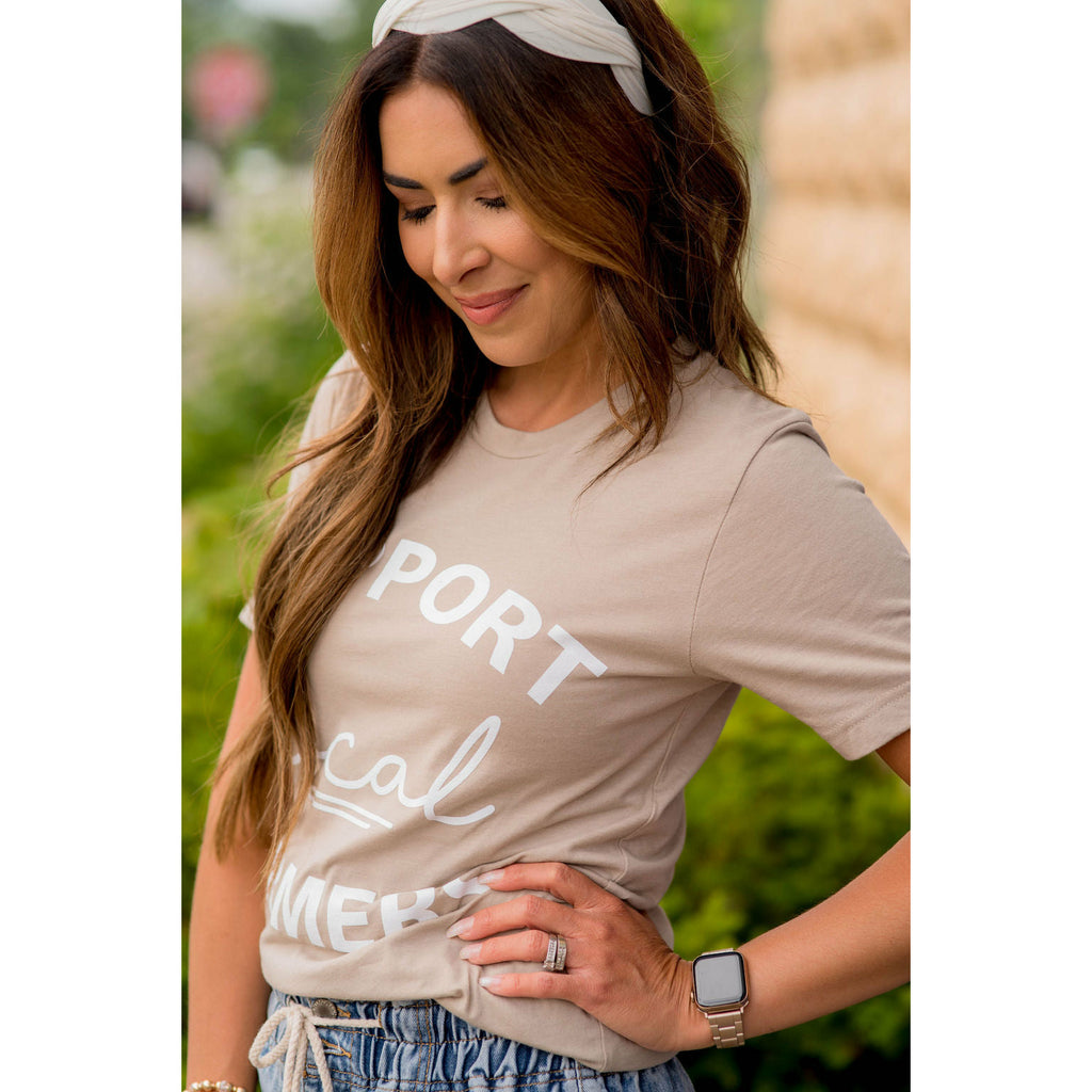 Support Local Farmers Mixed Fonts Graphic Tee - Betsey's Boutique Shop