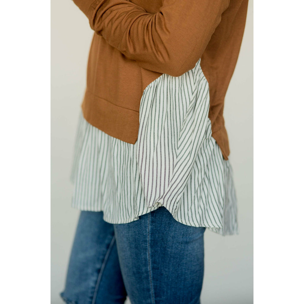 Layered Stripe Bottom Blouse - Betsey's Boutique Shop - Shirts & Tops