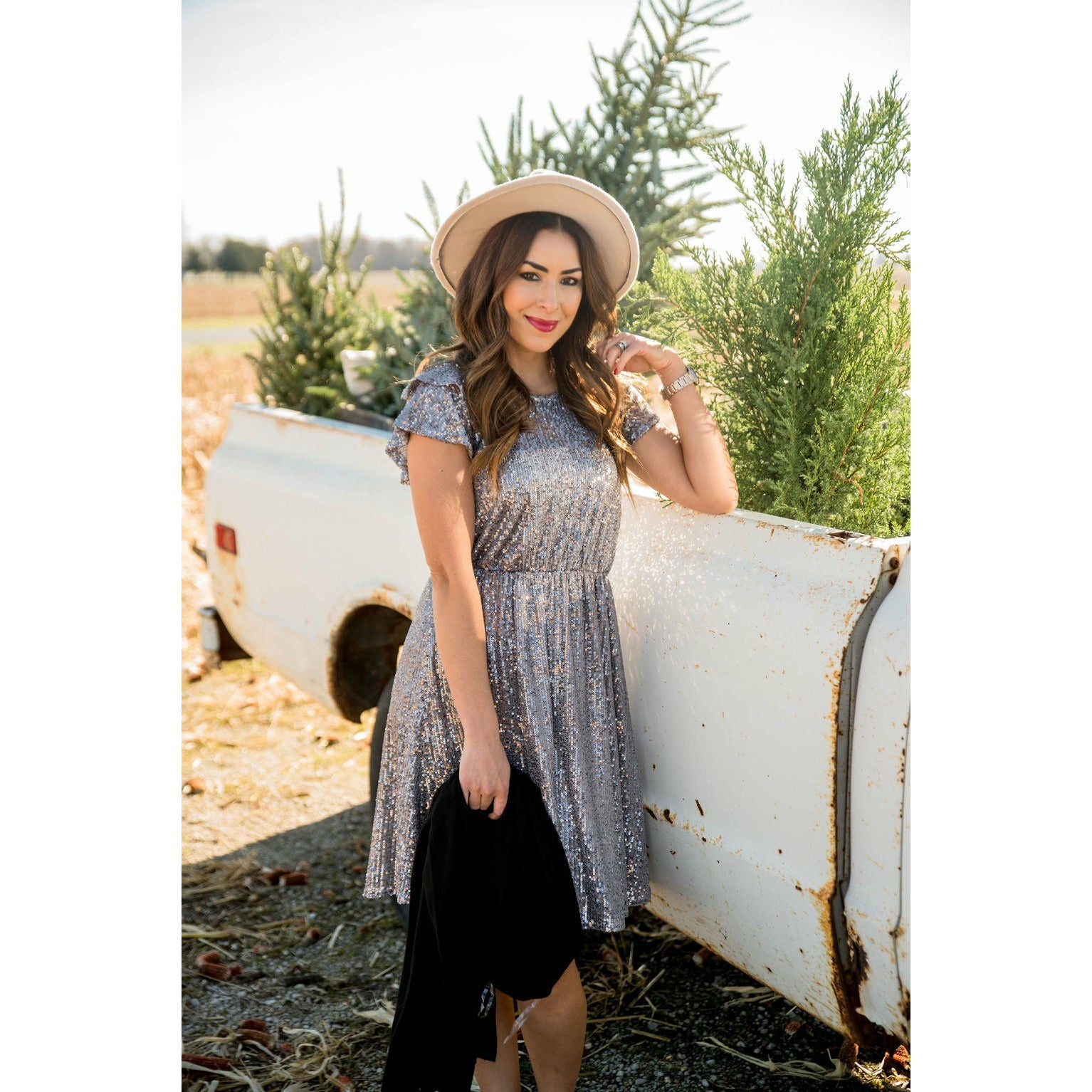 sequin dress under $50 Jovani 63899 Sequin Embellished V Neck Short Dress