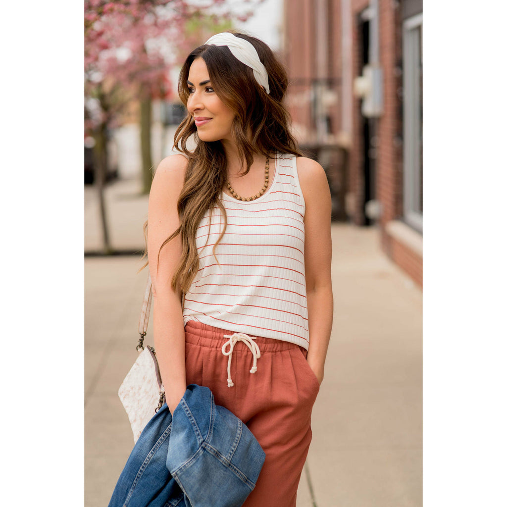 Ribbed Mixed Stripes Tank - Betsey's Boutique Shop