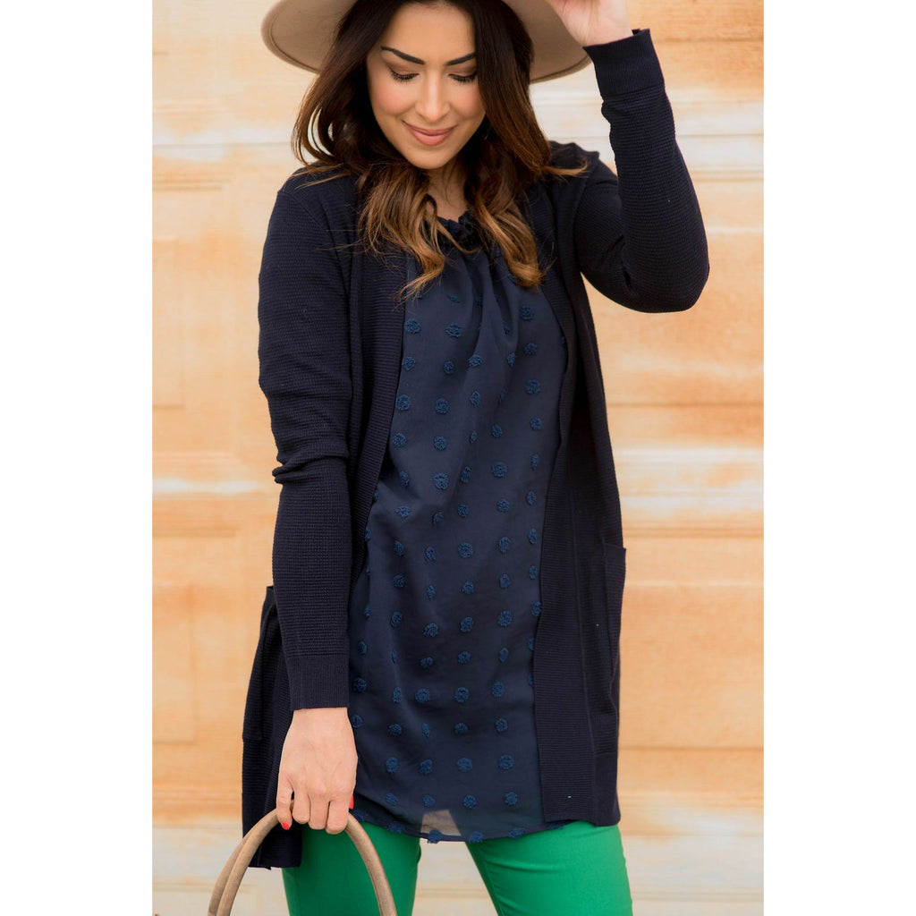 Textured Dot Cinch Neck Tunic Blouse - Betsey's Boutique Shop - Shirts & Tops