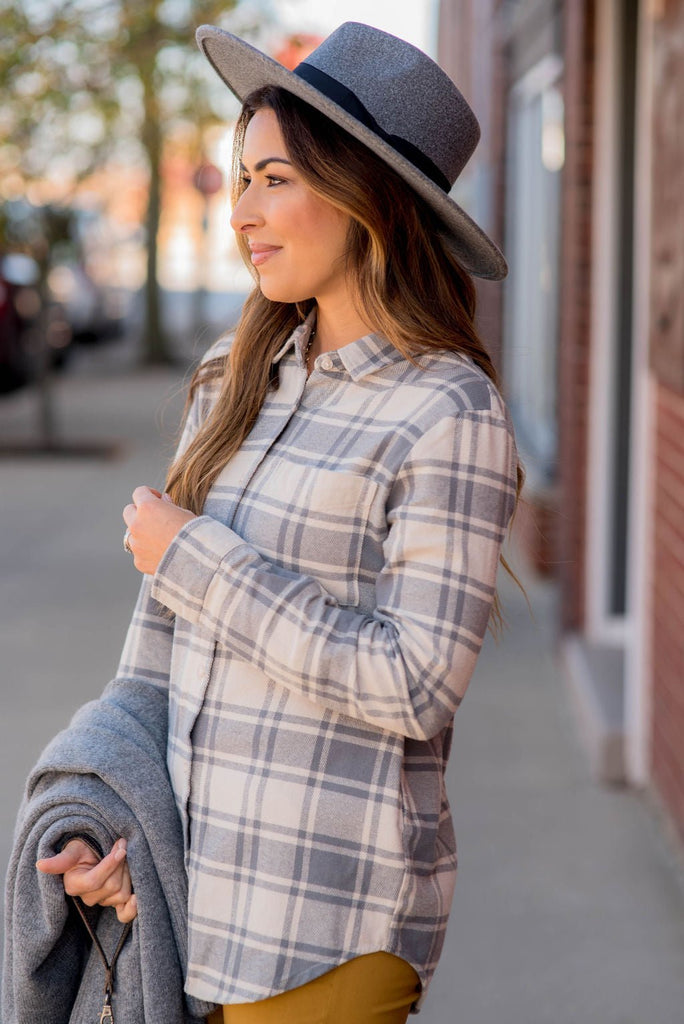 Pocketed Plaid Button Up - Betsey's Boutique Shop -