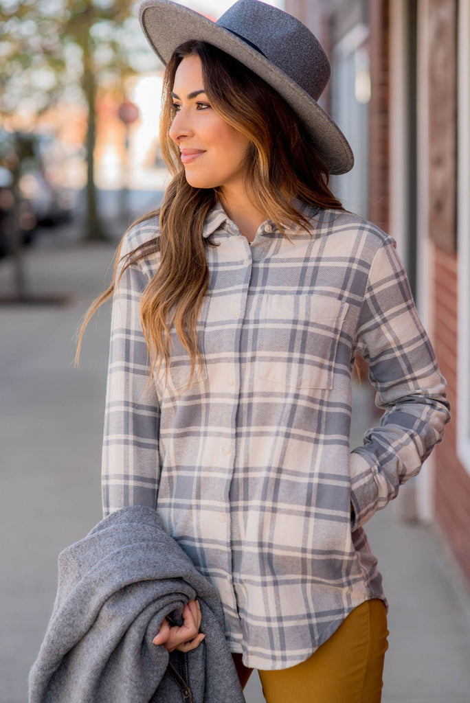 Pocketed Plaid Button Up - Betsey's Boutique Shop -