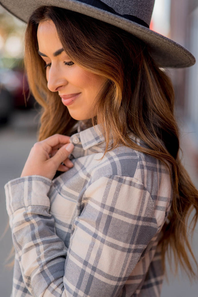 Pocketed Plaid Button Up - Betsey's Boutique Shop -