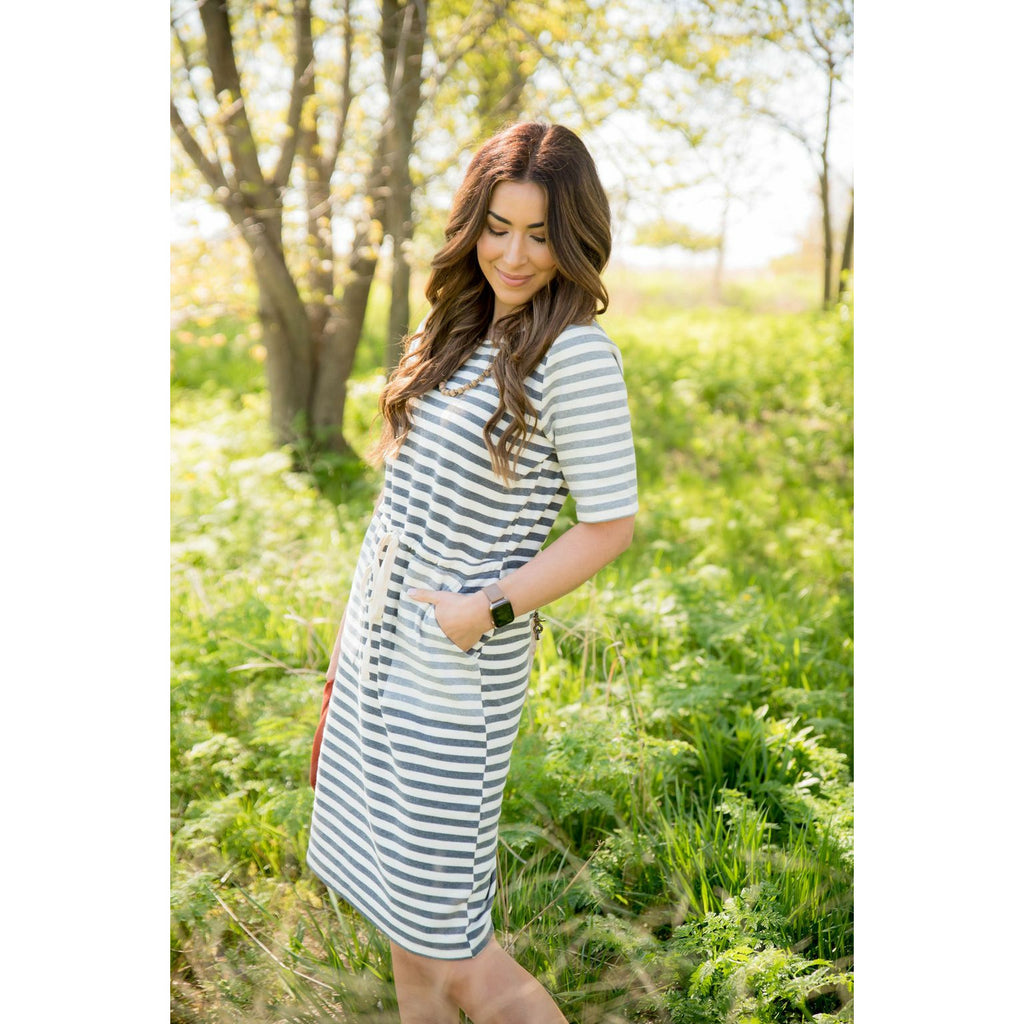 Two Toned Striped Dress - Betsey's Boutique Shop