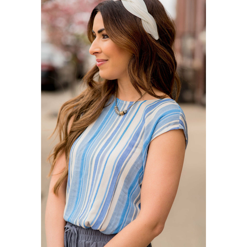 Multi Striped V Back Tee - Betsey's Boutique Shop