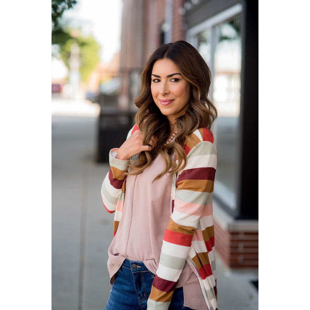 Muted Striped Tunic Cardigan - Betsey's Boutique Shop