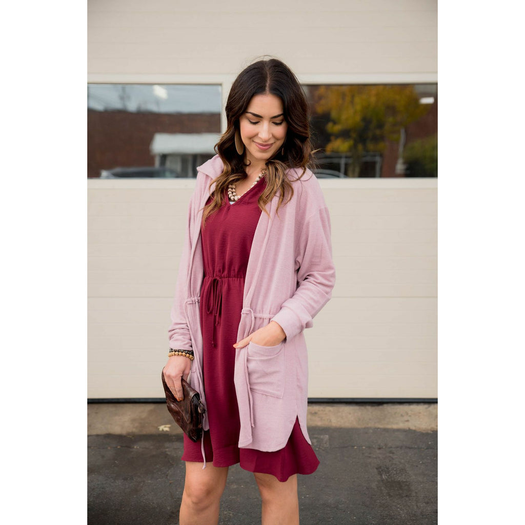 Hooded Tie Cardigan - Betsey's Boutique Shop