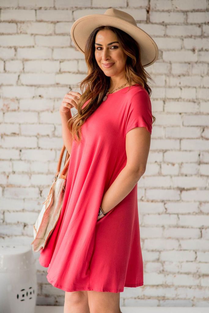 Short Sleeve Swing Tunic Dress - Betsey's Boutique Shop - Dresses