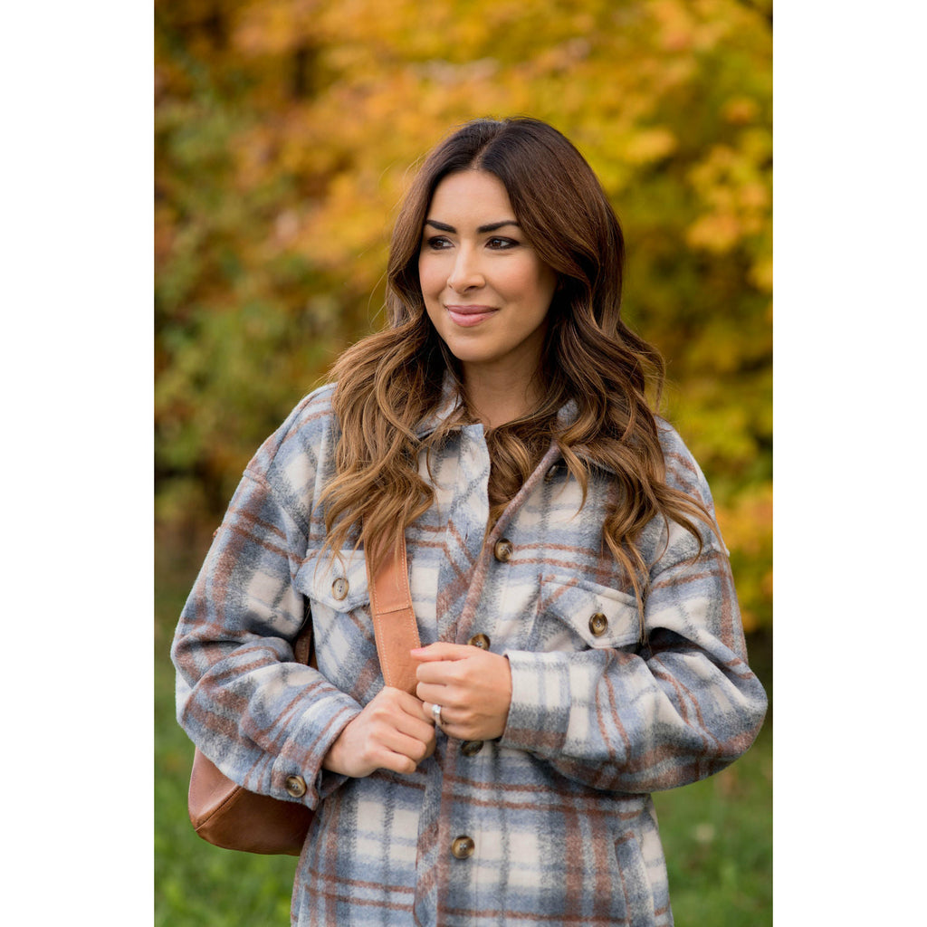 Fashionably Late Plaid Shacket - Betsey's Boutique Shop