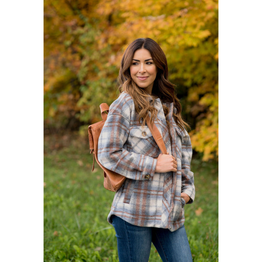 Fashionably Late Plaid Shacket - Betsey's Boutique Shop