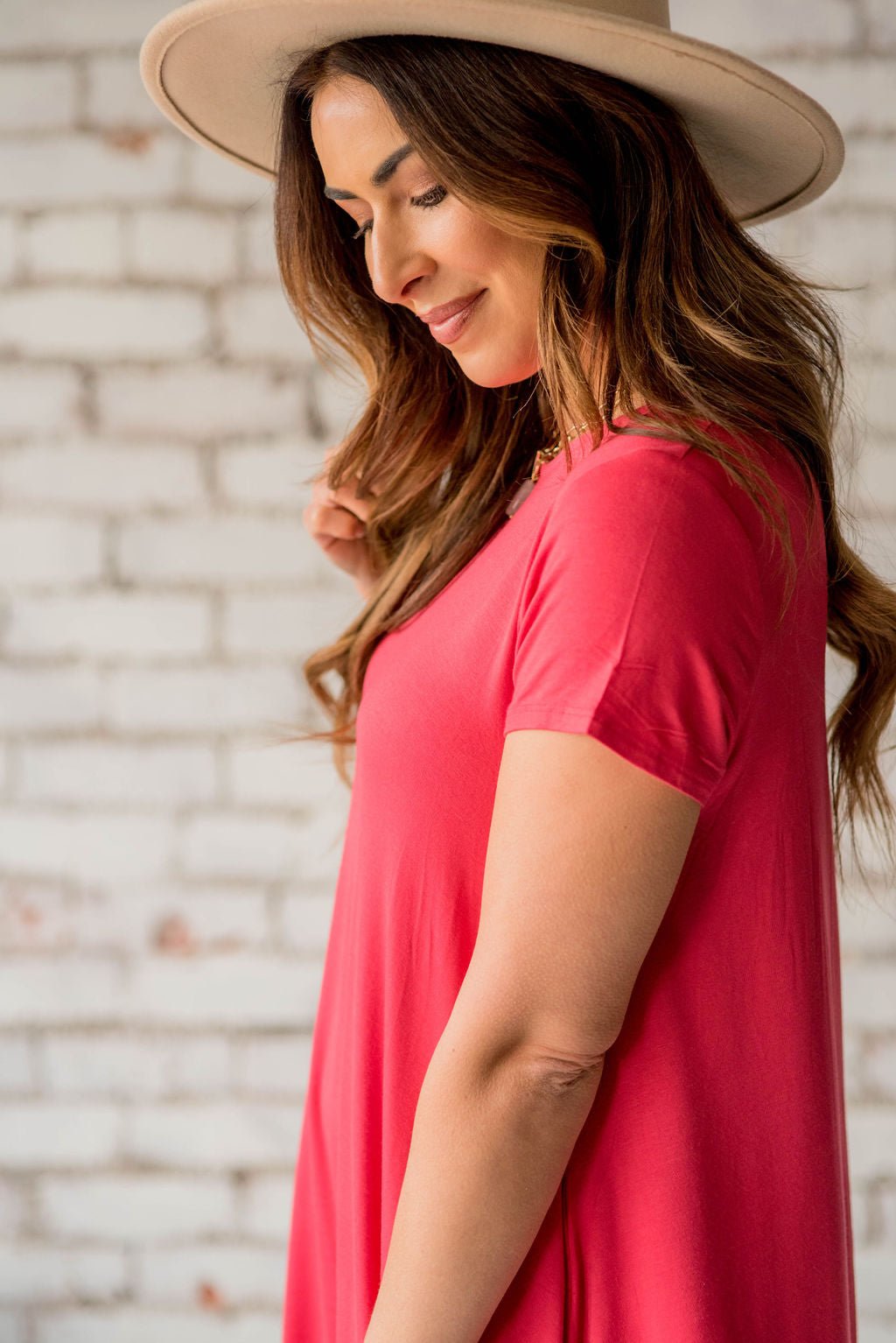 red tunic dress Short Sleeve Swing Pink / S lenght:long / 90cm French 40 Knee Length Cute Cocktail subcategory2:Dresses