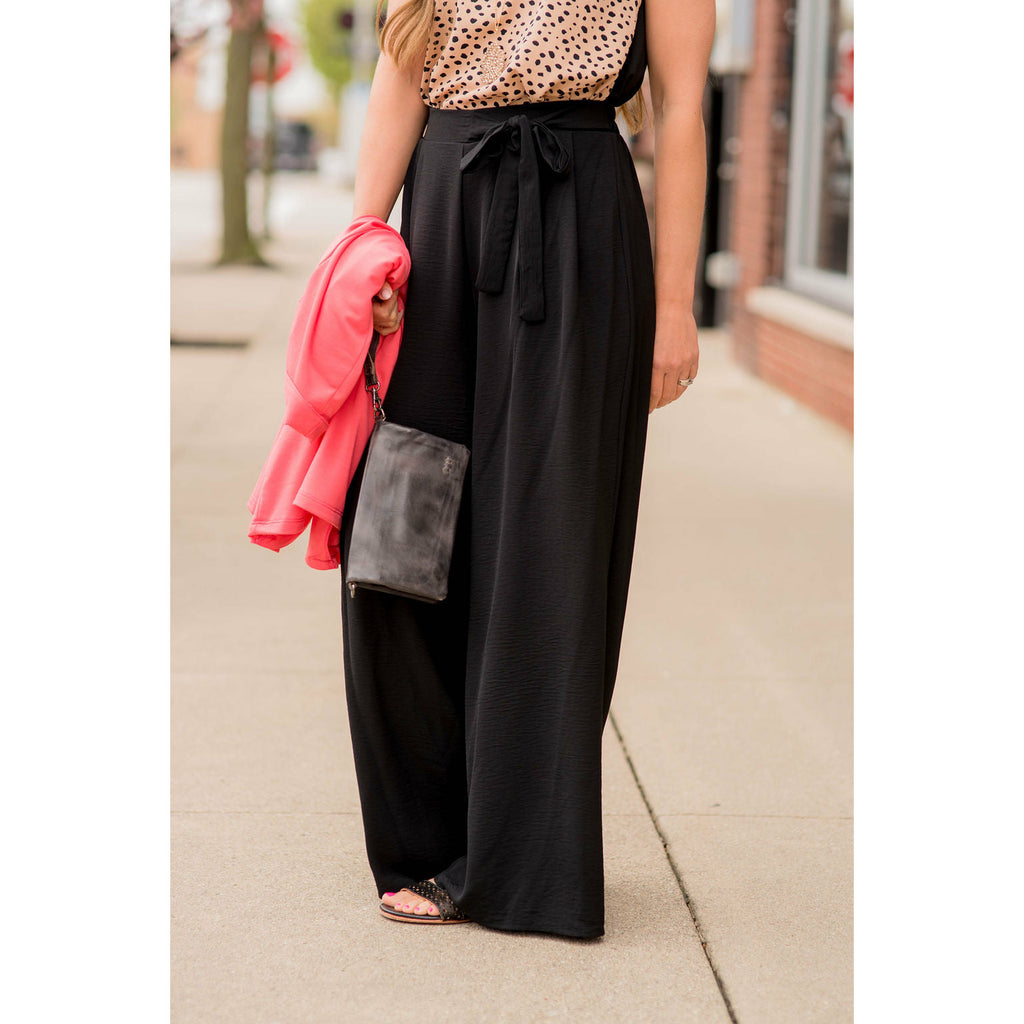 Wide Leg Tie Pants - Betsey's Boutique Shop