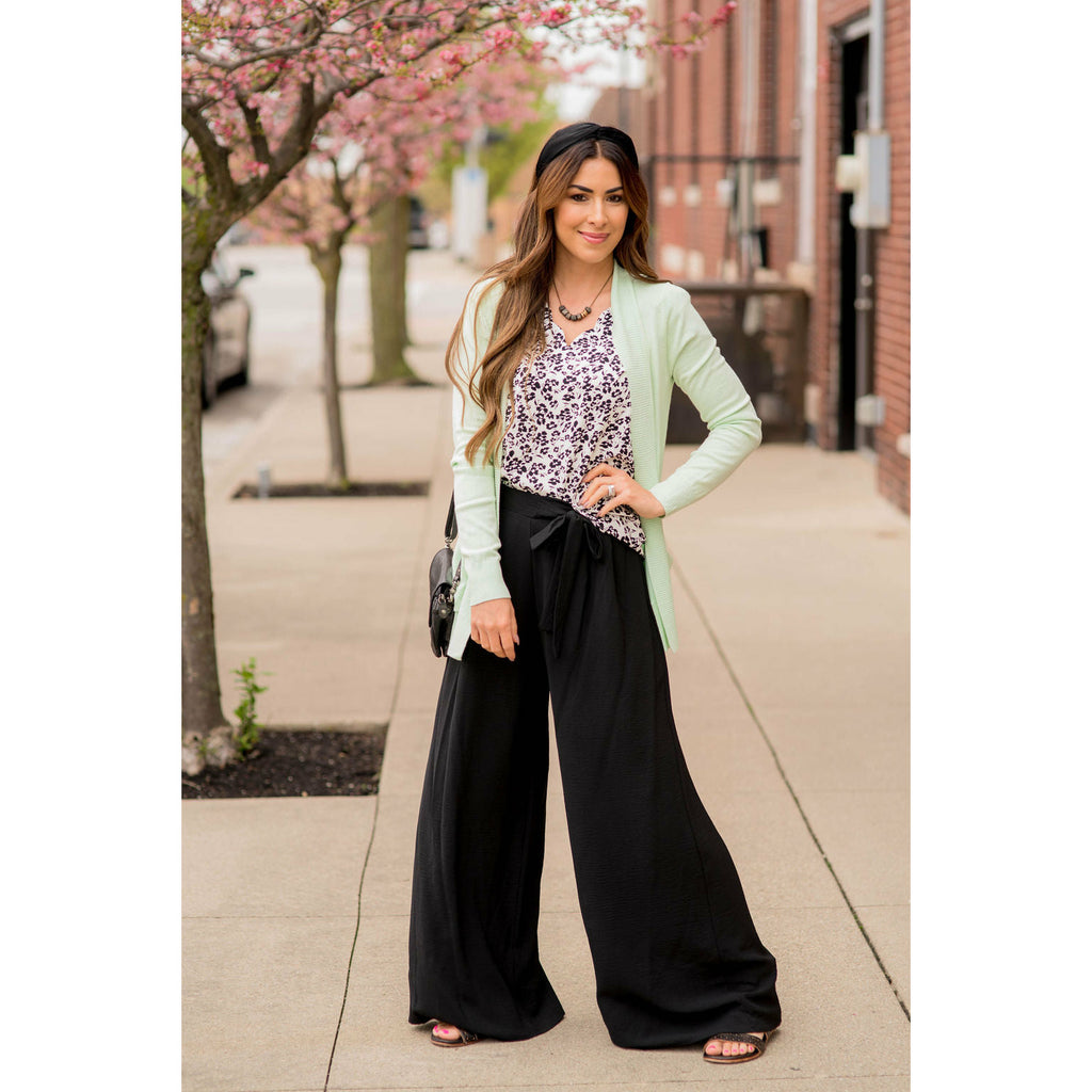 Wide Leg Tie Pants - Betsey's Boutique Shop