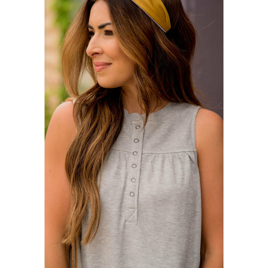 Waffle Henley Tank - Betsey's Boutique Shop