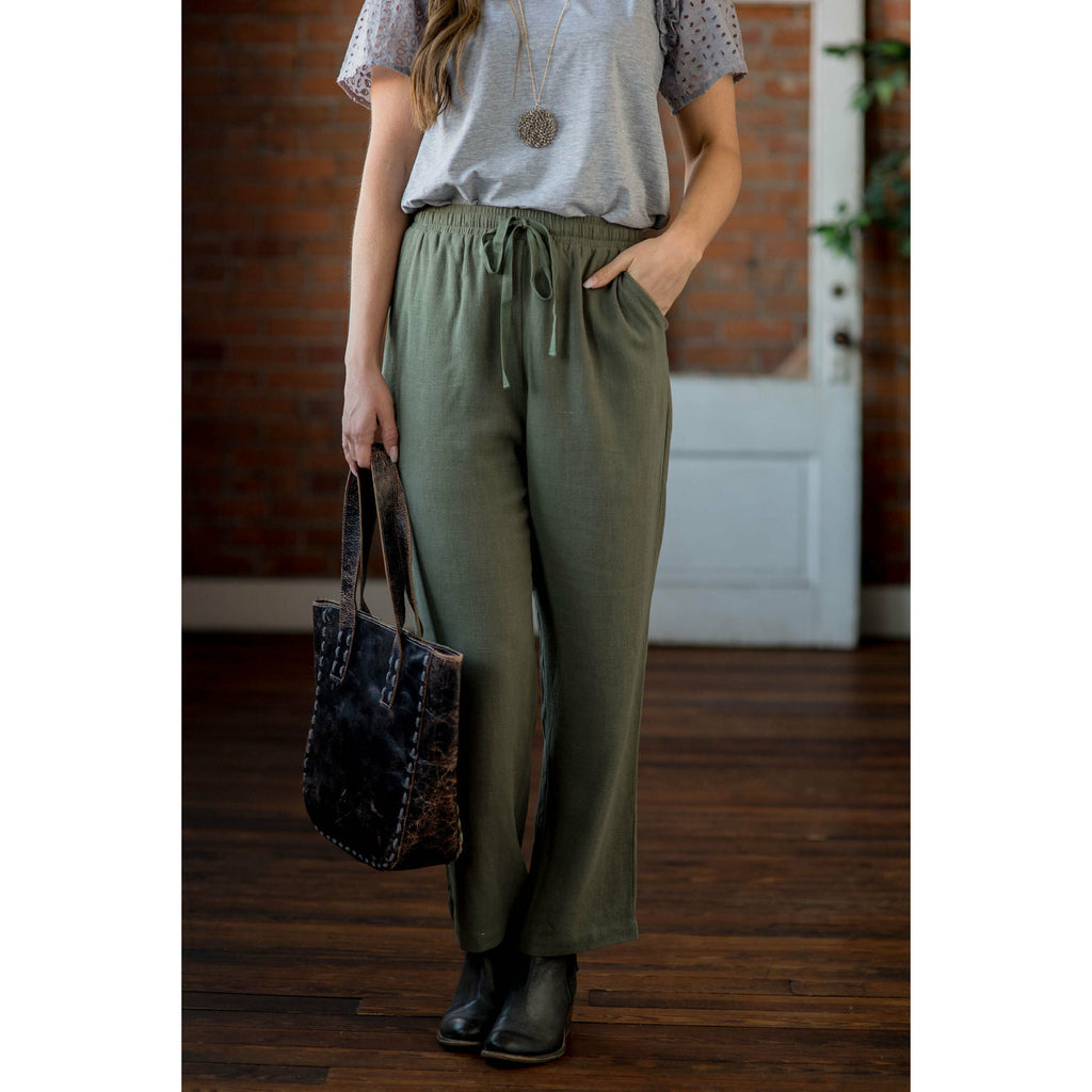 Relaxed Fit Tie Pants - Betsey's Boutique Shop