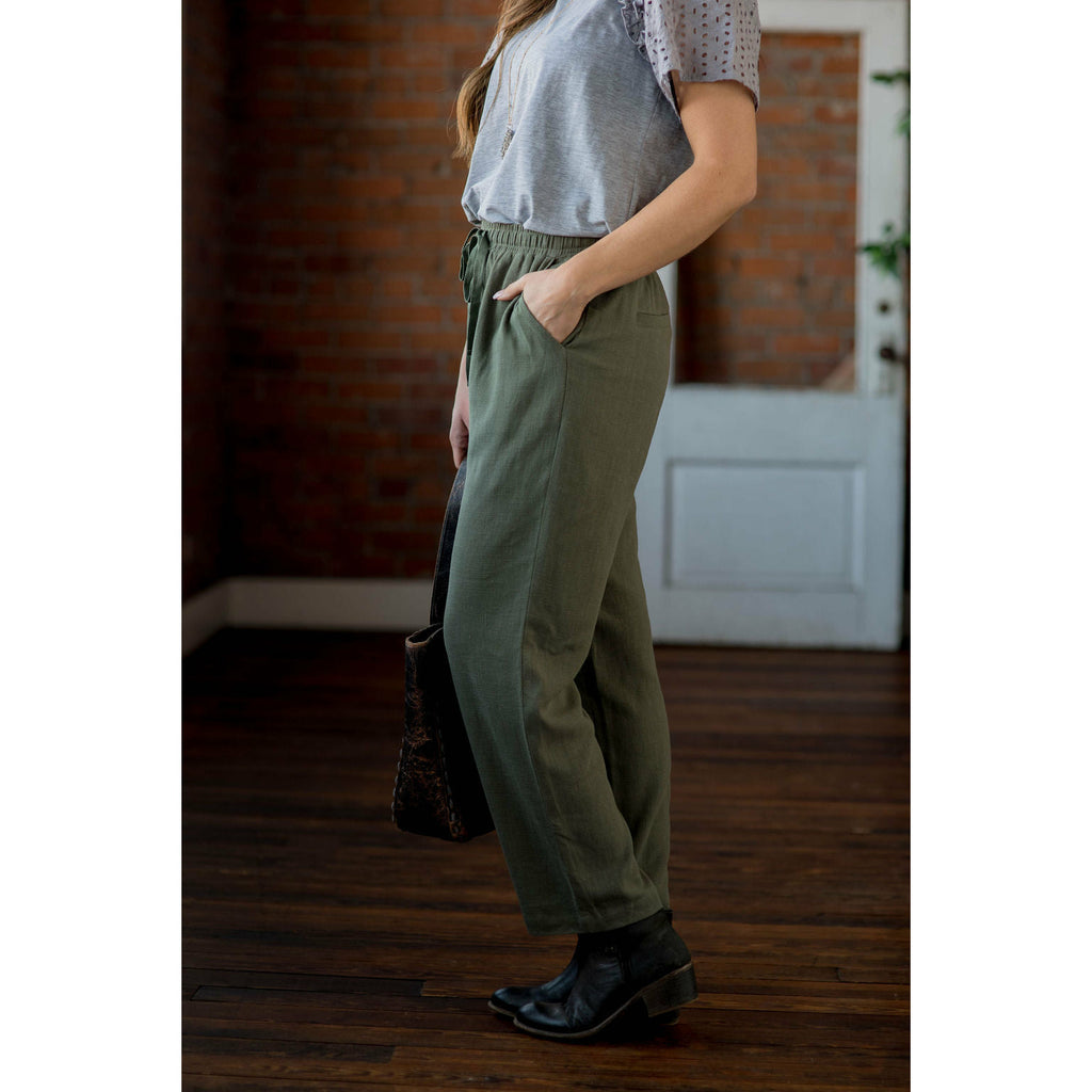 Relaxed Fit Tie Pants - Betsey's Boutique Shop