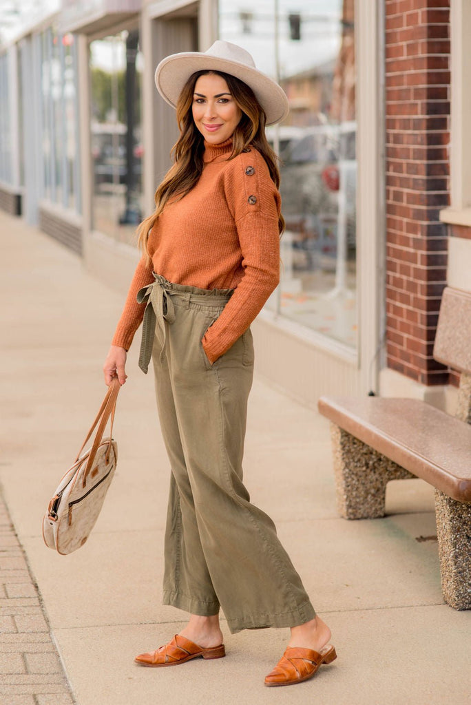 Tie Top Wide Leg Pants - Betsey's Boutique Shop