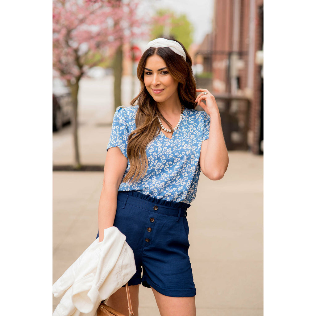 Floral V-Neck Tee - Betsey's Boutique Shop