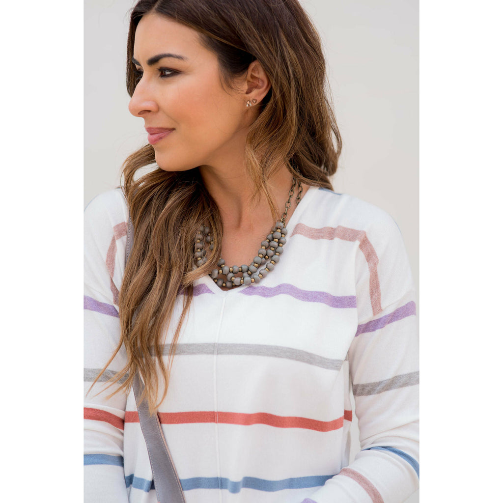 Multi Color Stripes Sweatshirt - Betsey's Boutique Shop