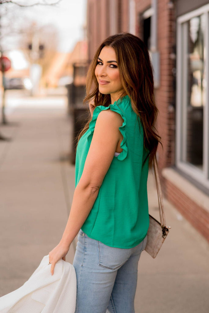 Classy Ruffle Trimmed Tank - Betsey's Boutique Shop -