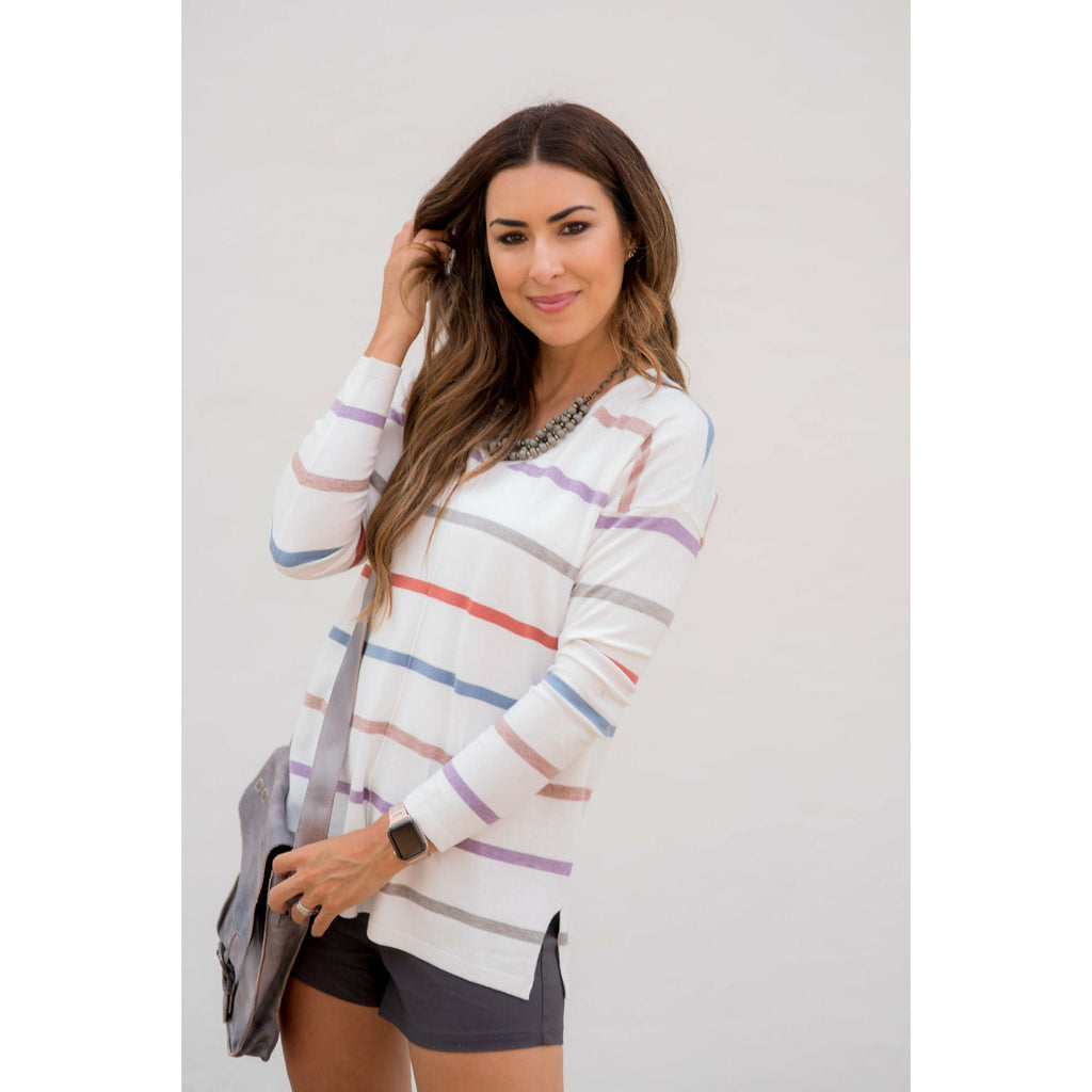 Multi Color Stripes Sweatshirt - Betsey's Boutique Shop