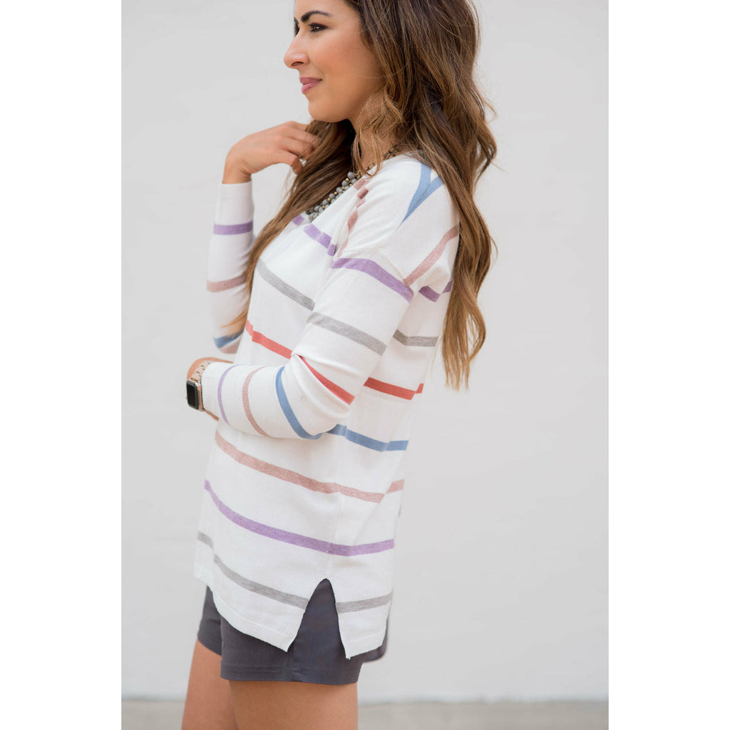 Multi Color Stripes Sweatshirt - Betsey's Boutique Shop