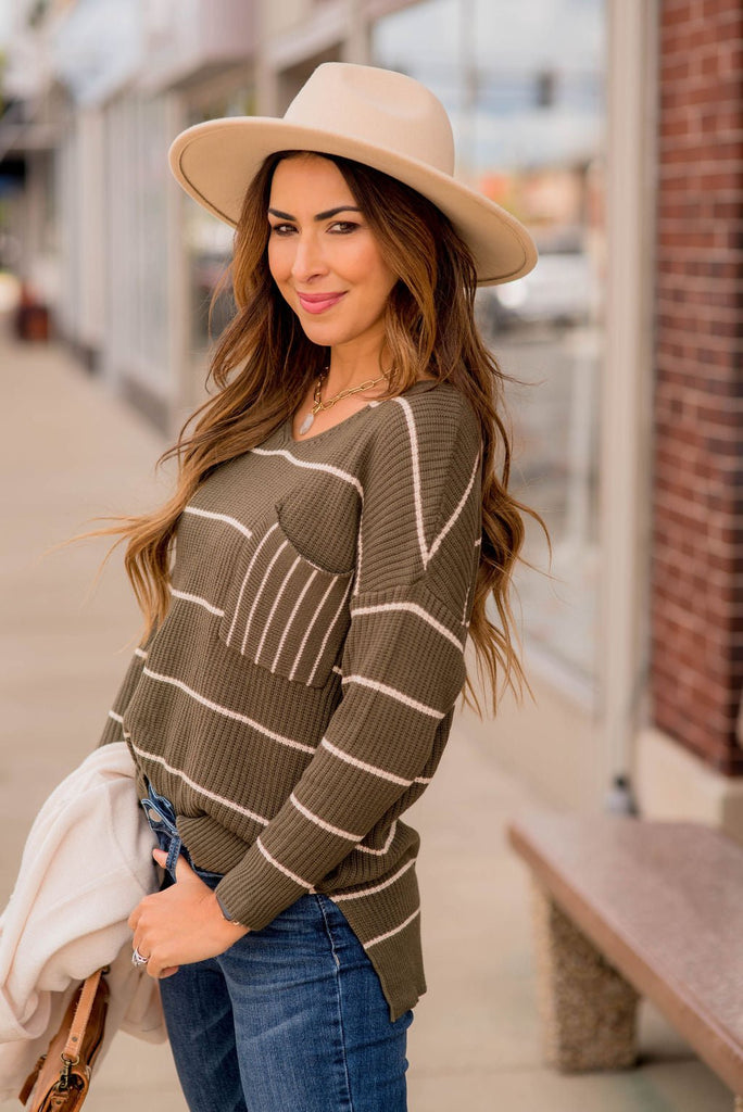 Mixed Stripes Knit Sweater - Betsey's Boutique Shop -