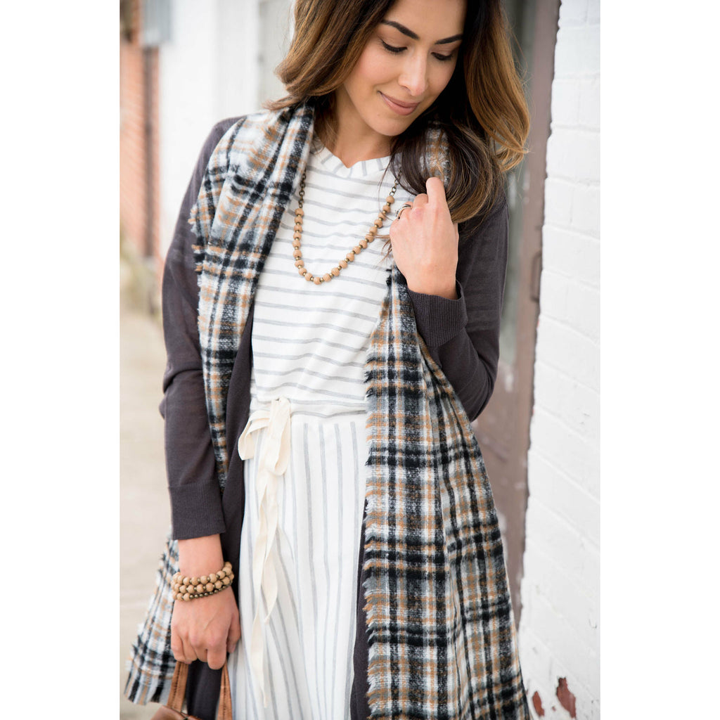 Grey Striped Dress - Betsey's Boutique Shop