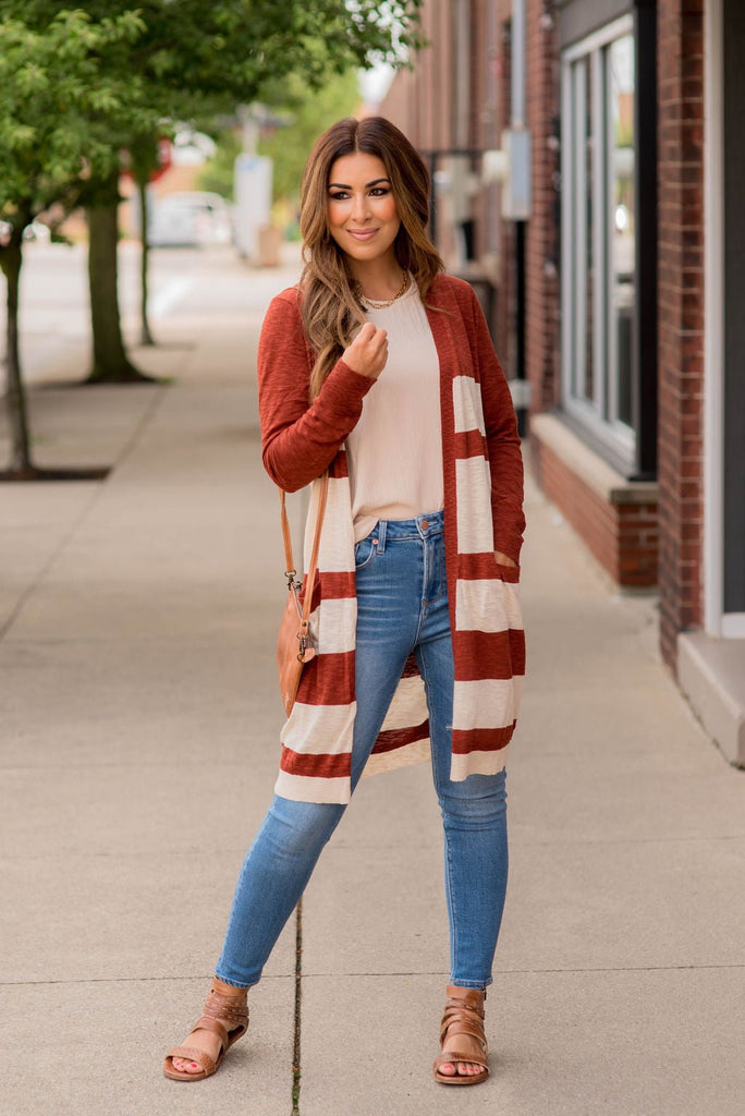 Lightweight Assorted Stripe Tunic Cardigan - Betsey's Boutique Shop