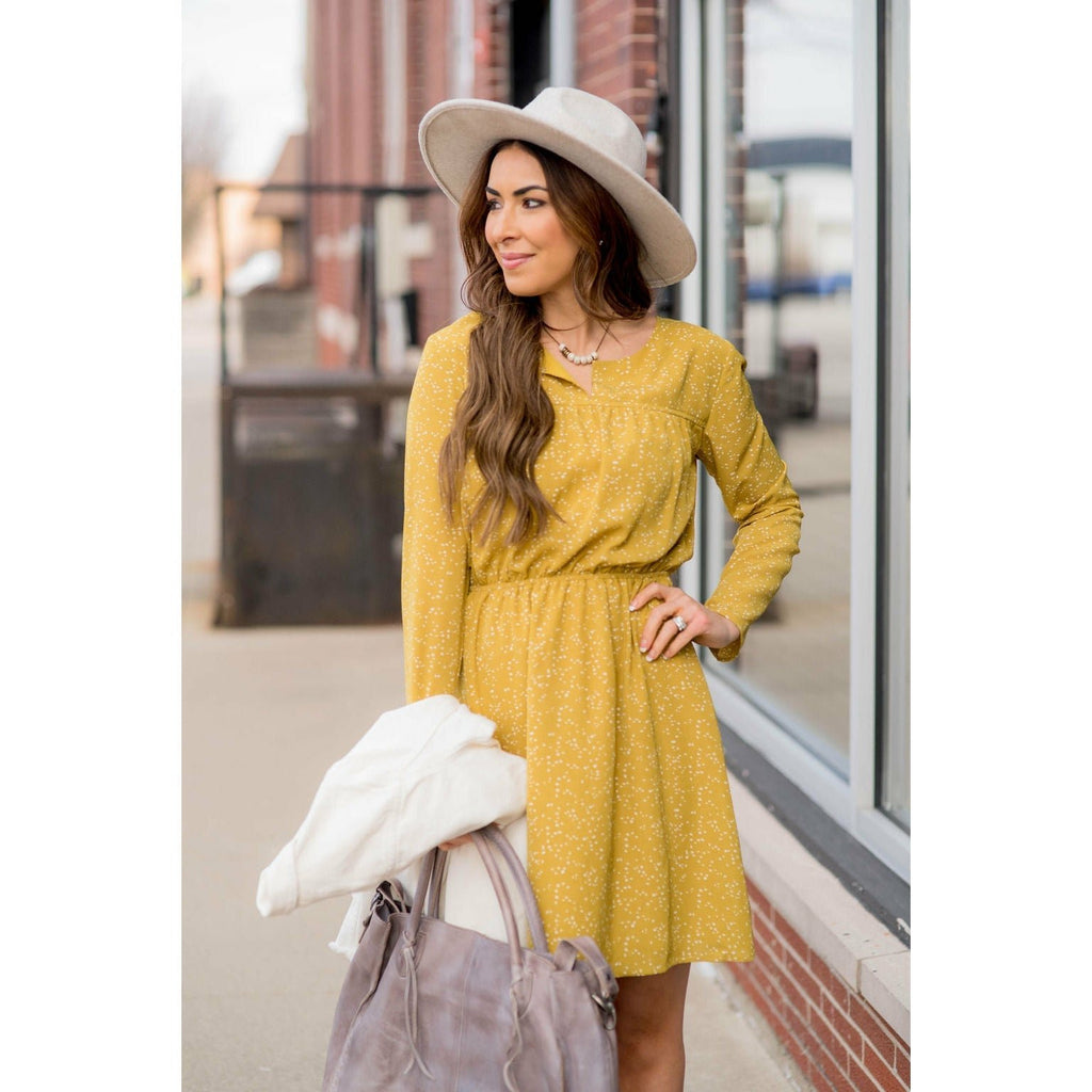 Endearingly Speckled Long Sleeve Dress - Betsey's Boutique Shop - Dresses