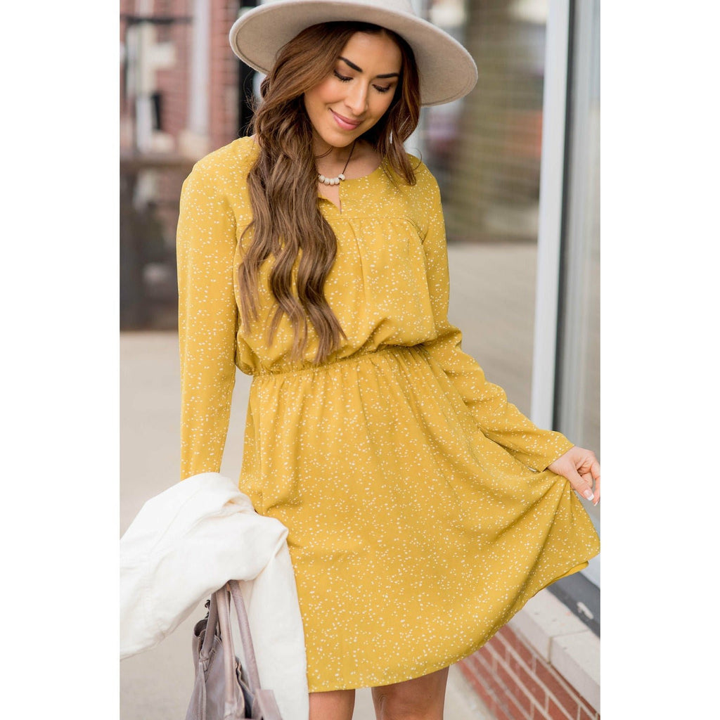 Endearingly Speckled Long Sleeve Dress - Betsey's Boutique Shop - Dresses