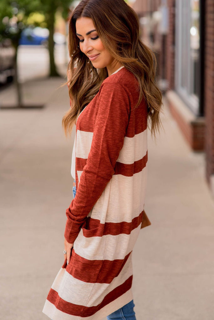 Lightweight Assorted Stripe Tunic Cardigan - Betsey's Boutique Shop