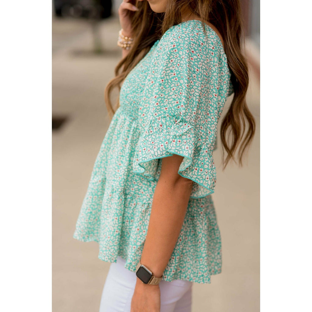 Blooming Ruffles Smocked Peplum Blouse - Betsey's Boutique Shop