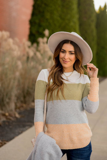 Simple Knit Blocked Sweater - Betsey's Boutique Shop -