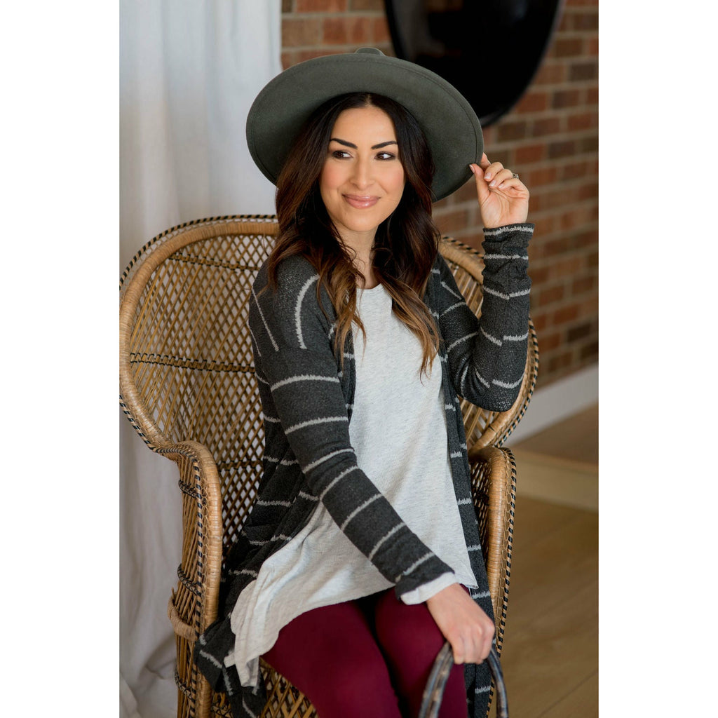 Lightweight Striped Pocket Tunic Cardigan - Betsey's Boutique Shop ...