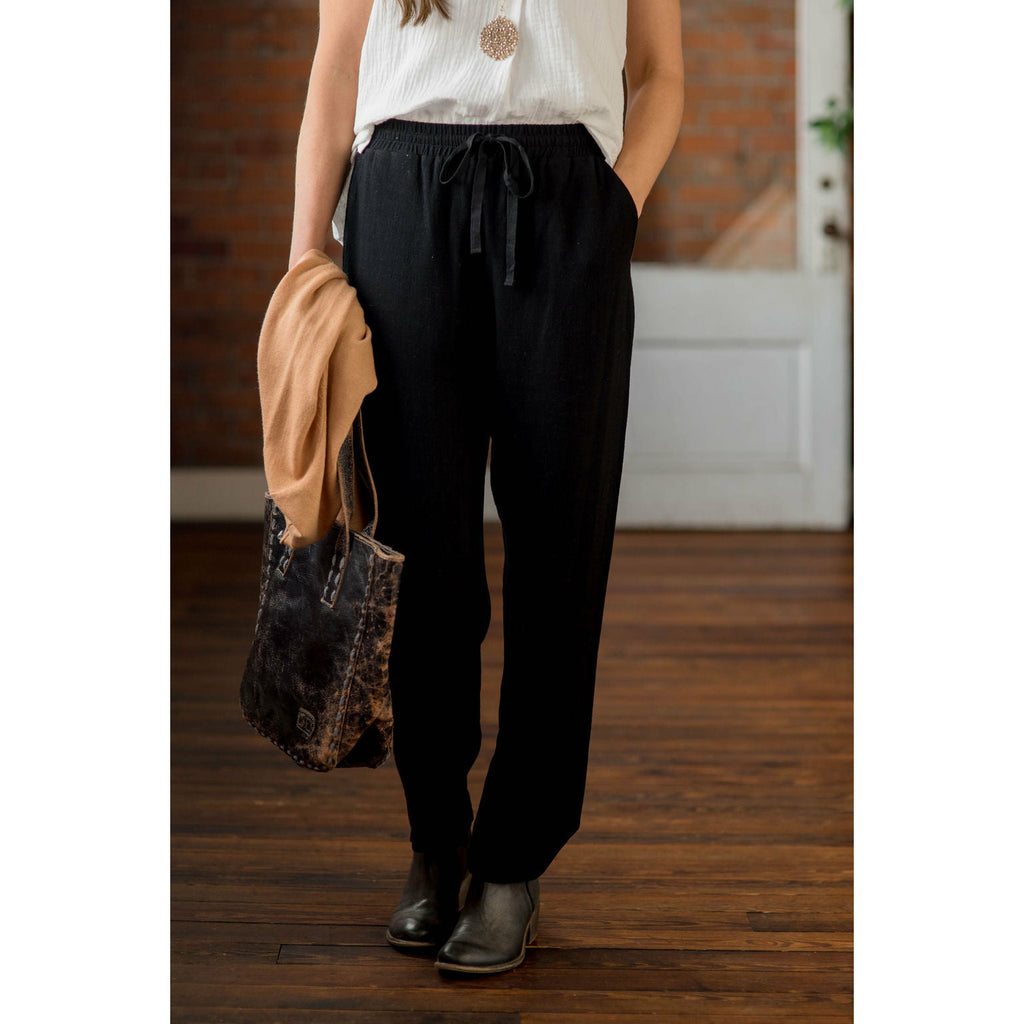 Relaxed Fit Tie Pants - Betsey's Boutique Shop