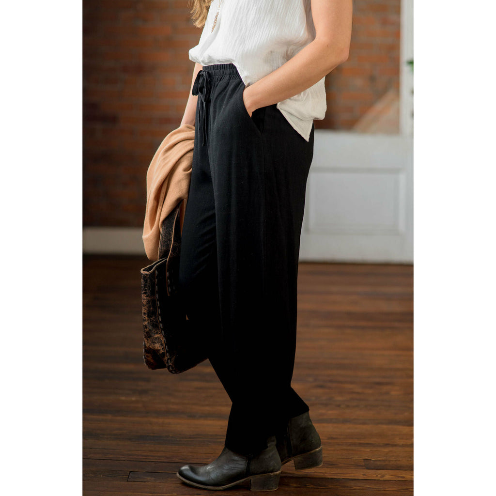 Relaxed Fit Tie Pants - Betsey's Boutique Shop