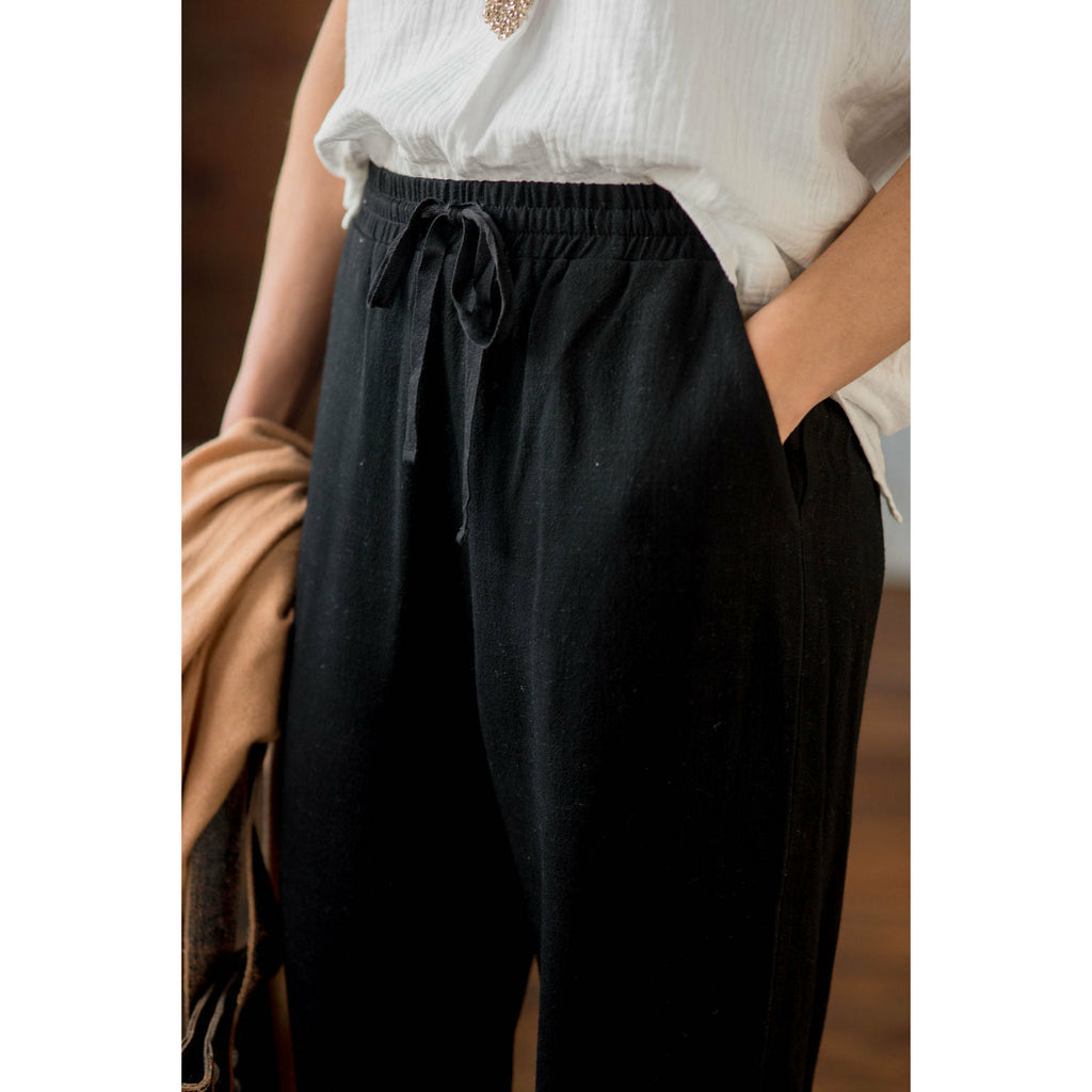 Relaxed Fit Tie Pants - Betsey's Boutique Shop