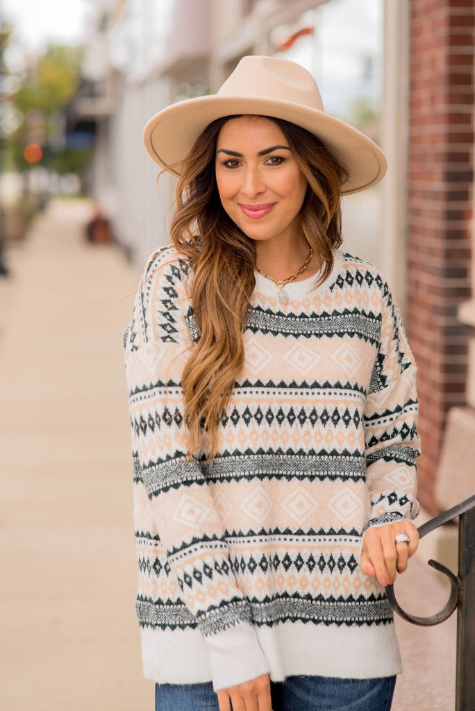 Fair Isle Patterned Sweater - Betsey's Boutique Shop -