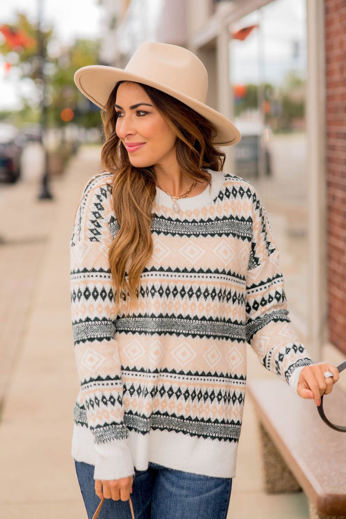 Fair Isle Patterned Sweater - Betsey's Boutique Shop -