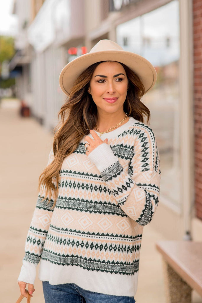 Fair Isle Patterned Sweater - Betsey's Boutique Shop -