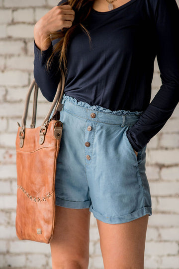 Four Button Chambray Shorts - Betsey's Boutique Shop