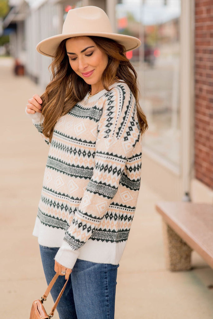 Fair Isle Patterned Sweater - Betsey's Boutique Shop -