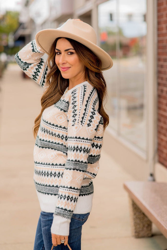 Fair Isle Patterned Sweater - Betsey's Boutique Shop -