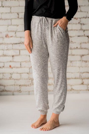 So Soft Heathered Drawstring Joggers - Betsey's Boutique Shop -